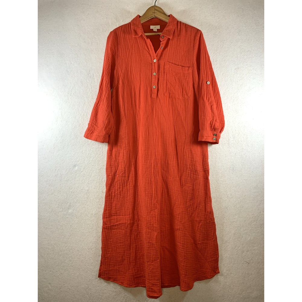 J Jll Womens Gauzy Cotton Maxi Dress Sz XS Coastal Preppy Travel Beachy